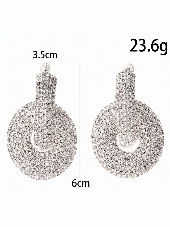 Double Circle Rhinestone Dangle Earrings