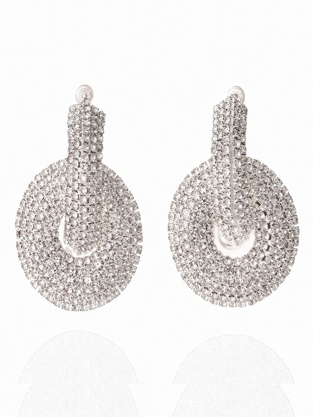 Double Circle Rhinestone Dangle Earrings