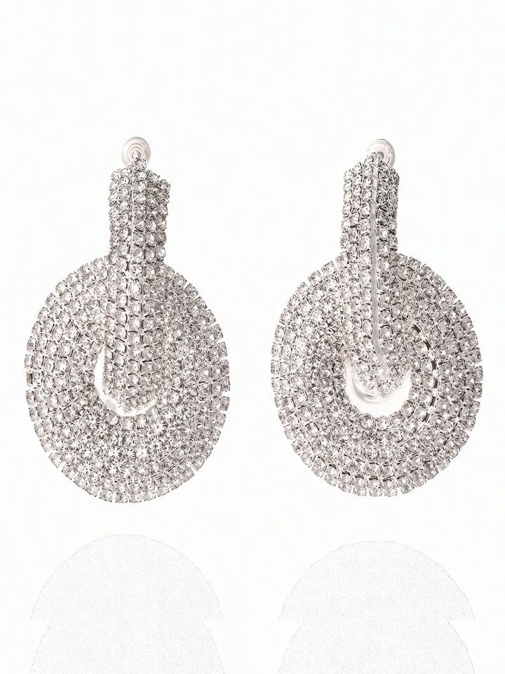 Double Circle Rhinestone Dangle Earrings