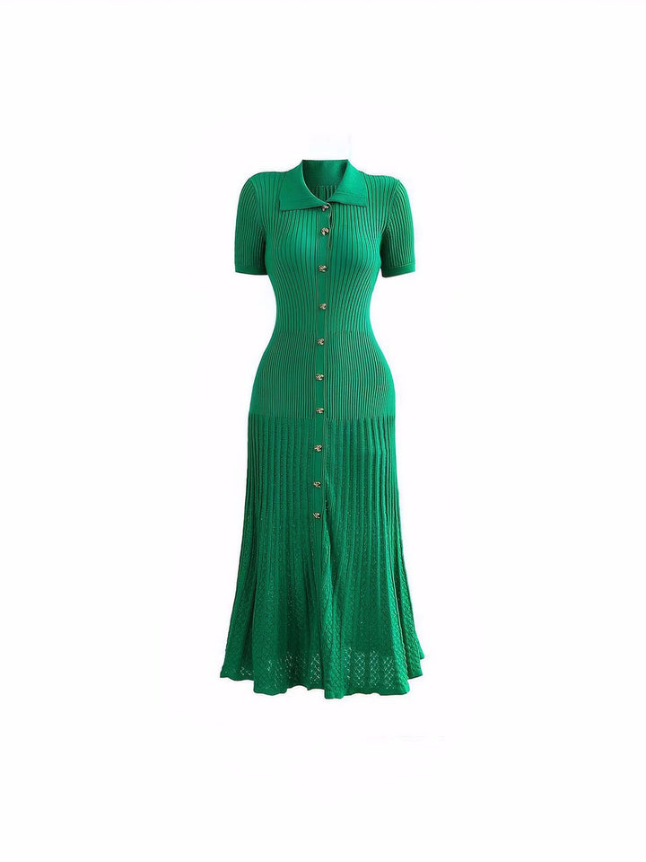 Elegant Emerald Green Pleated Dress