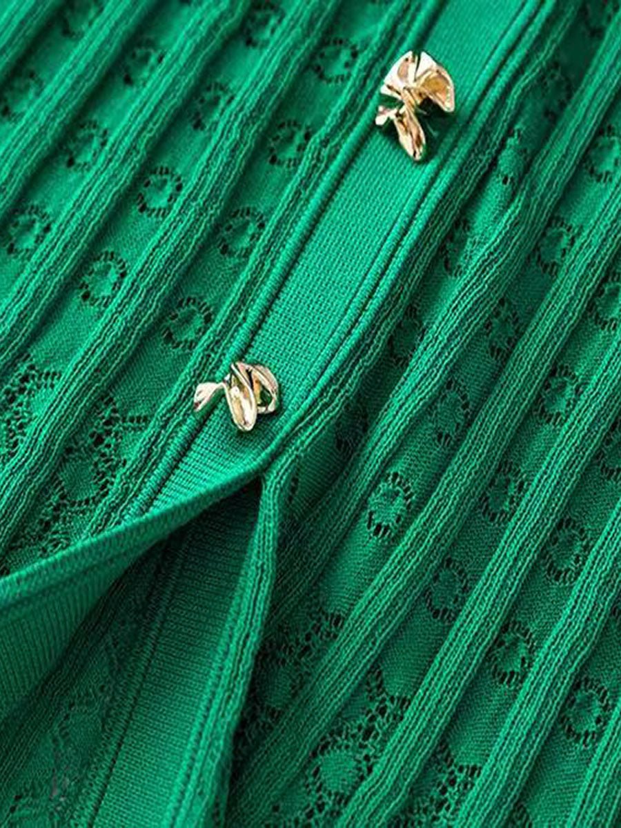 Elegant Emerald Green Pleated Dress