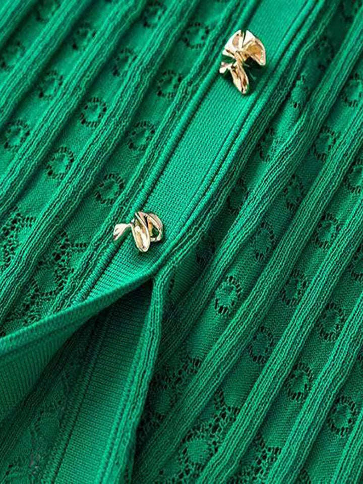 Elegant Emerald Green Pleated Dress