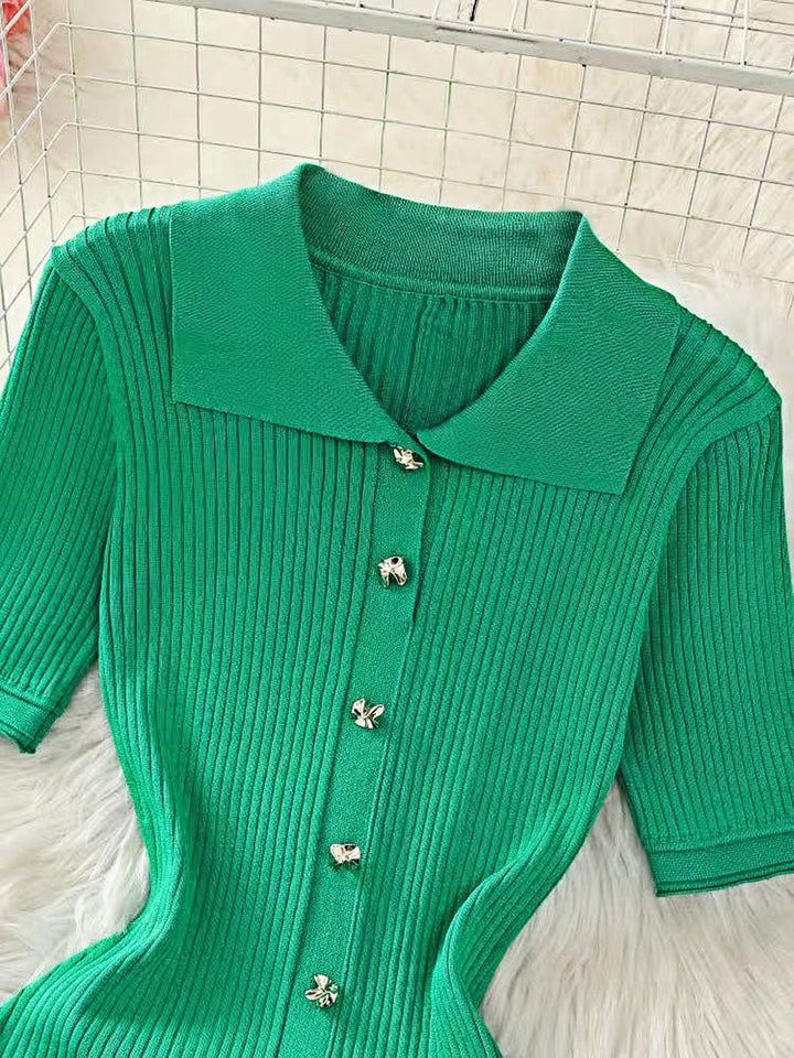 Elegant Emerald Green Pleated Dress