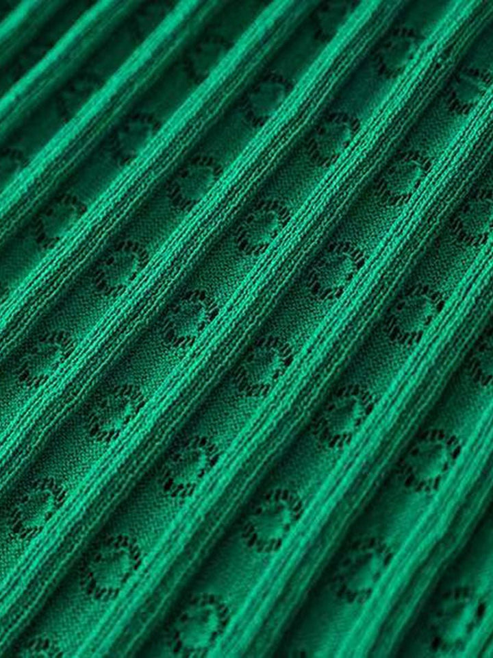 Elegant Emerald Green Pleated Dress