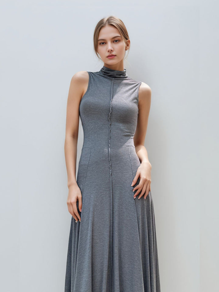 Elegant High Necked Backless Dress