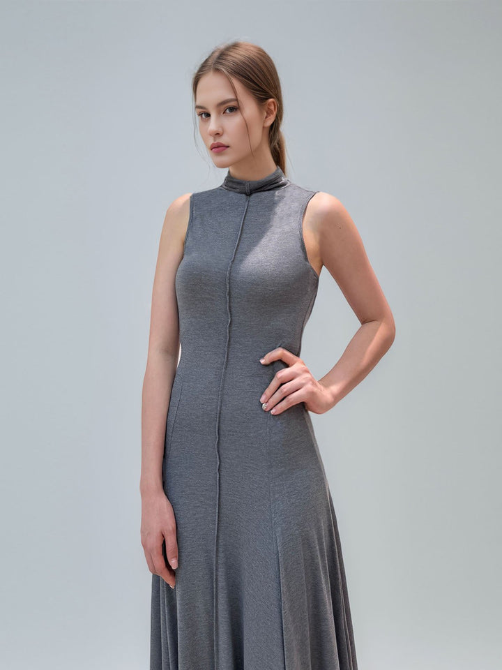 Elegant High Necked Backless Dress
