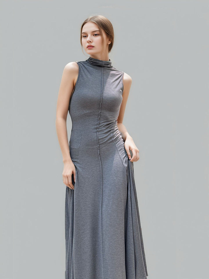 Elegant High Necked Backless Dress