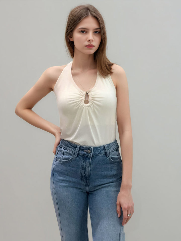 Elegant Ivory Halter Top