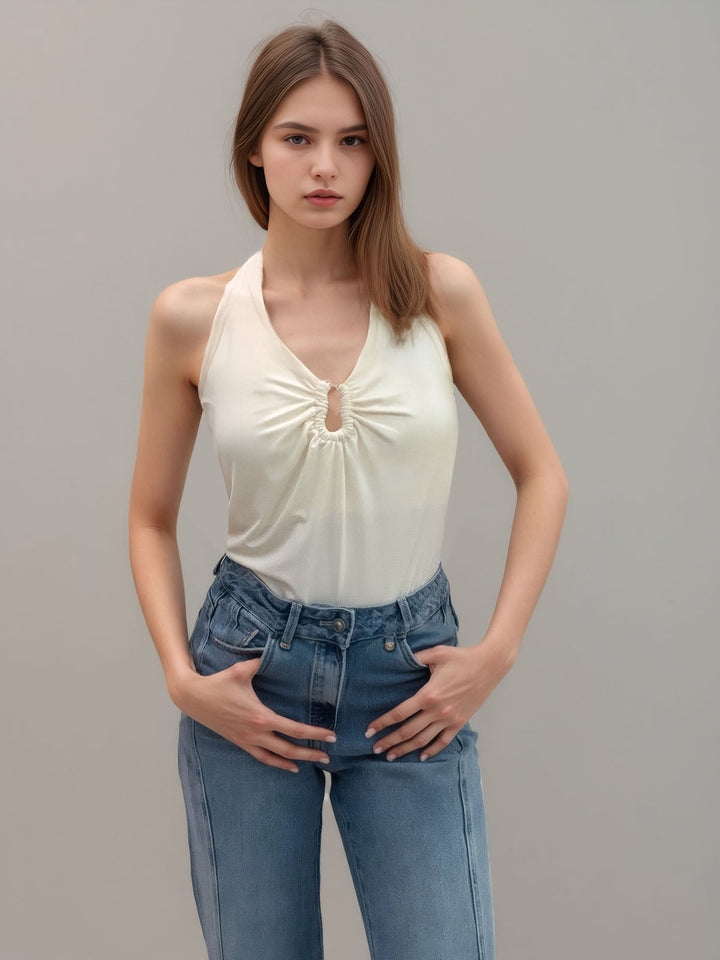 Elegant Ivory Halter Top
