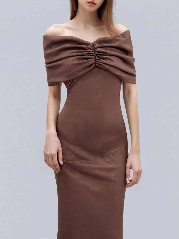 Elegant Off-Shoulder Ruched Maxi Dress