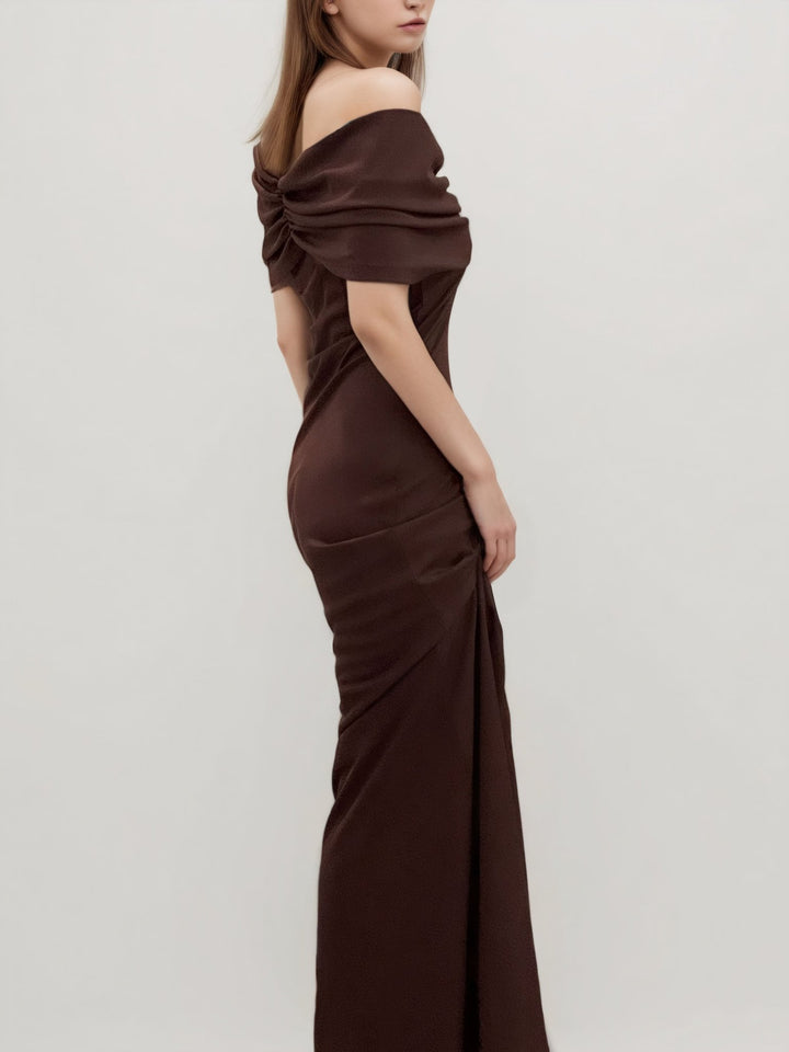 Elegant Off-Shoulder Ruched Maxi Dress