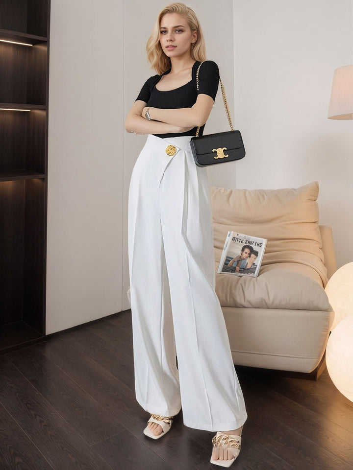 Embellished High Waist Wide Leg Pants