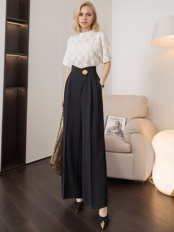 Embellished High Waist Wide Leg Pants