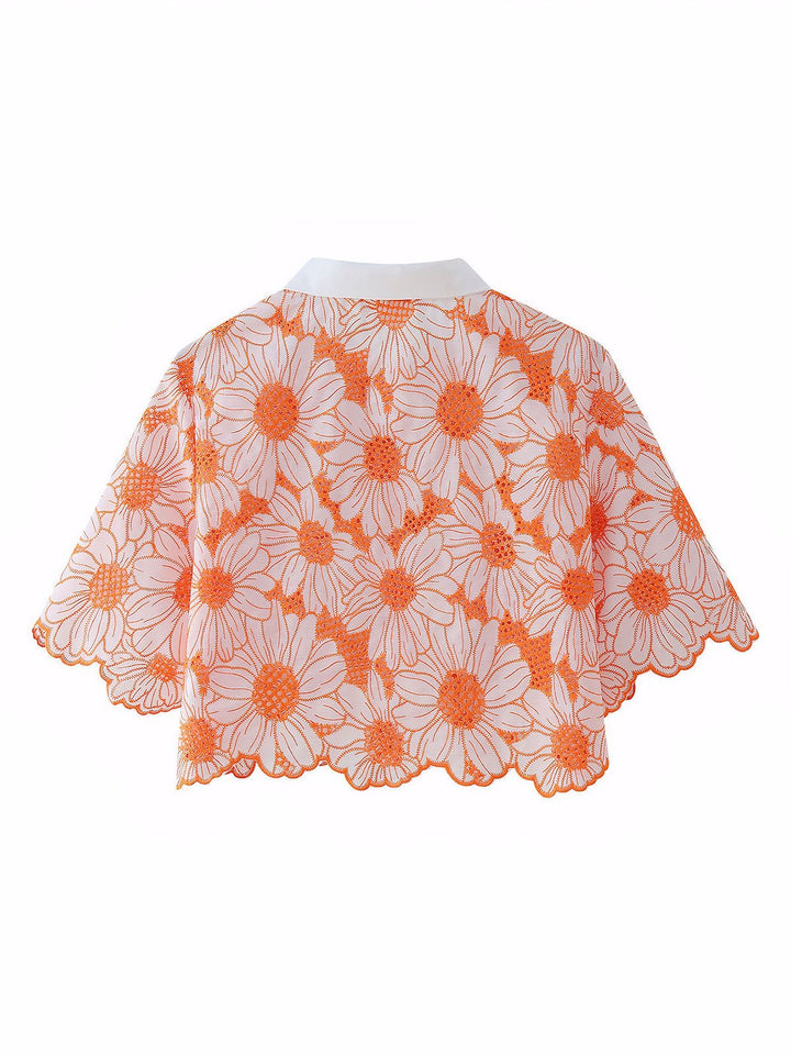 Embroidery Blouse Crop Shirt
