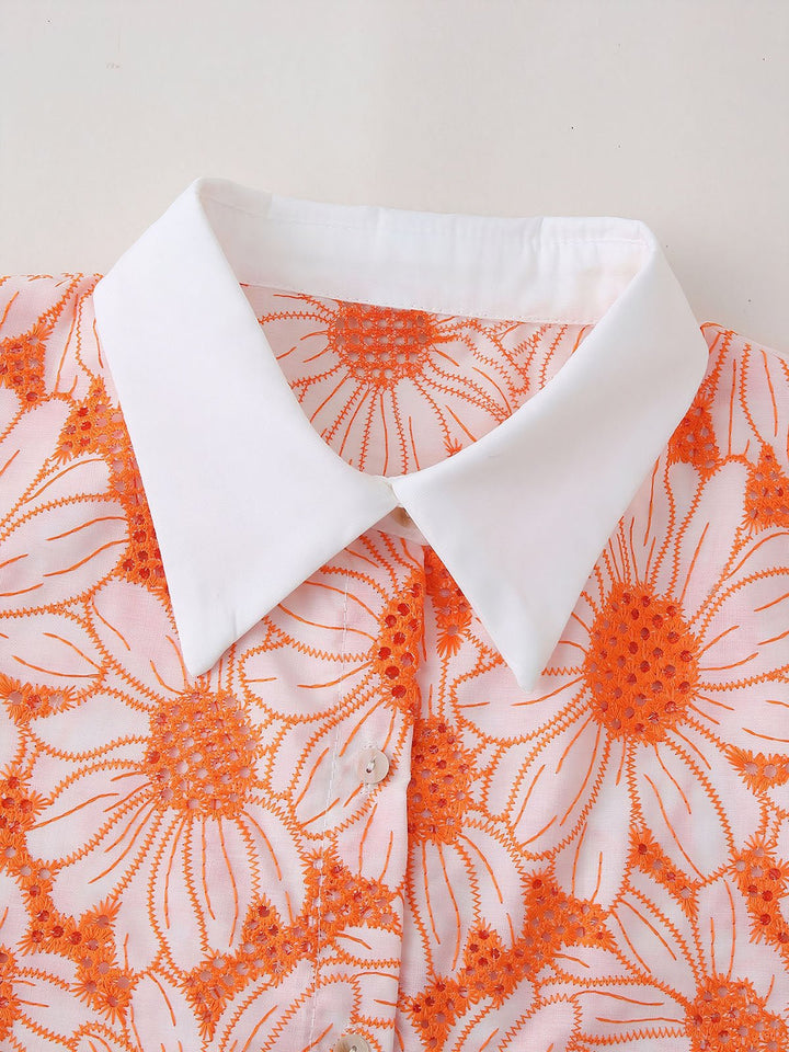 Embroidery Blouse Crop Shirt