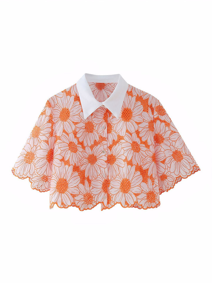 Embroidery Blouse Crop Shirt