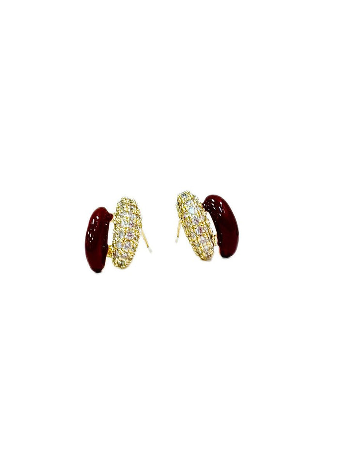 Enamel Splice Micro Set Zircon Earrings