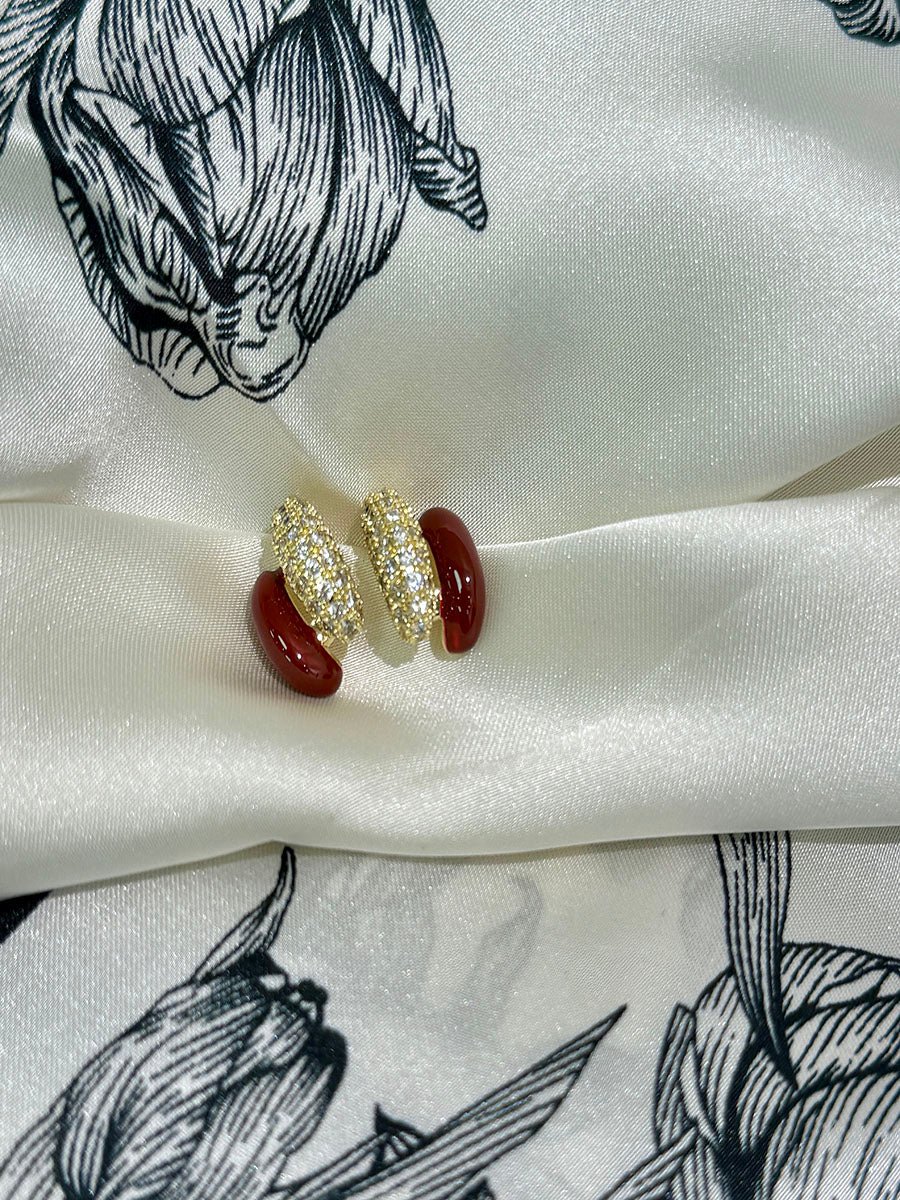 Enamel Splice Micro Set Zircon Earrings