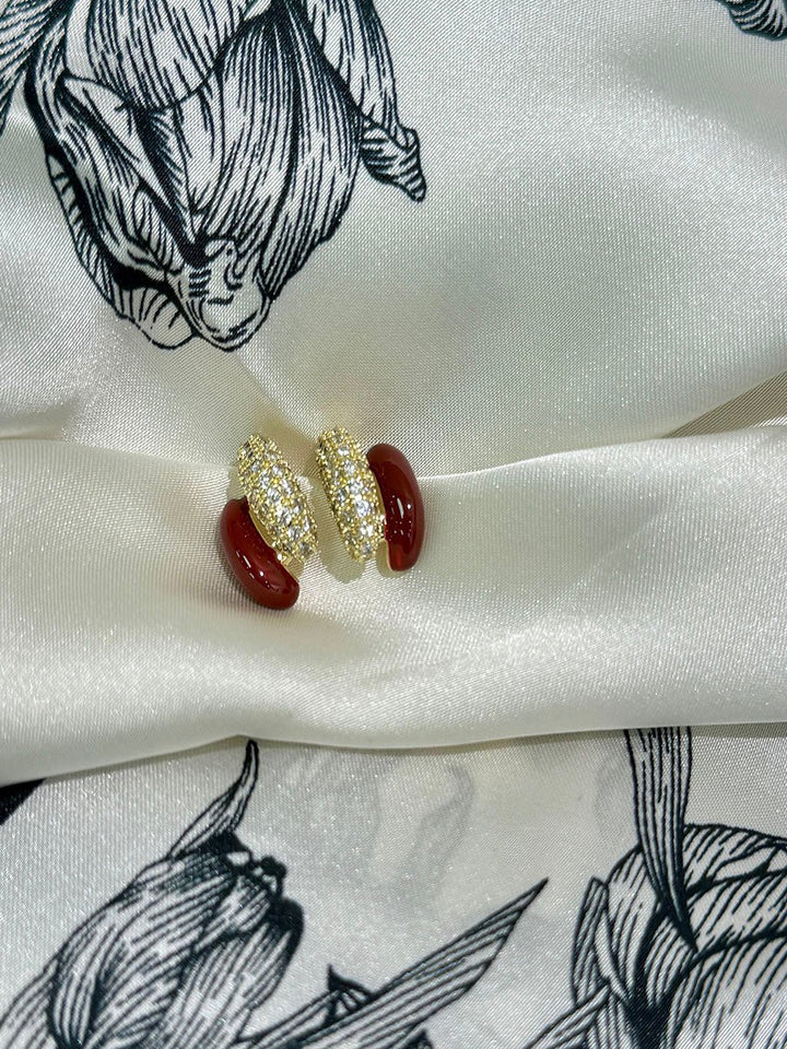 Enamel Splice Micro Set Zircon Earrings