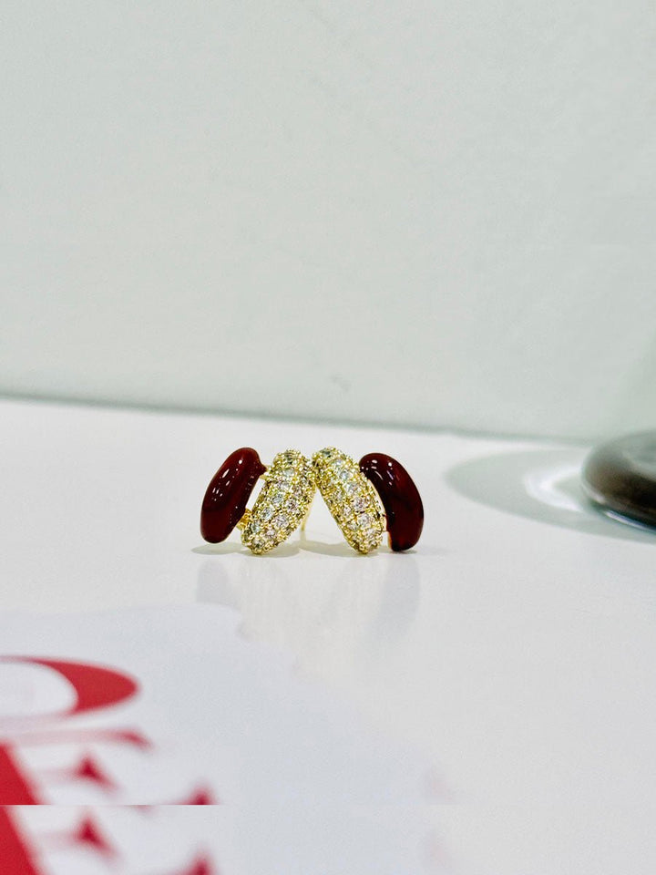 Enamel Splice Micro Set Zircon Earrings