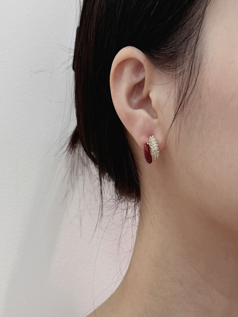 Enamel Splice Micro Set Zircon Earrings