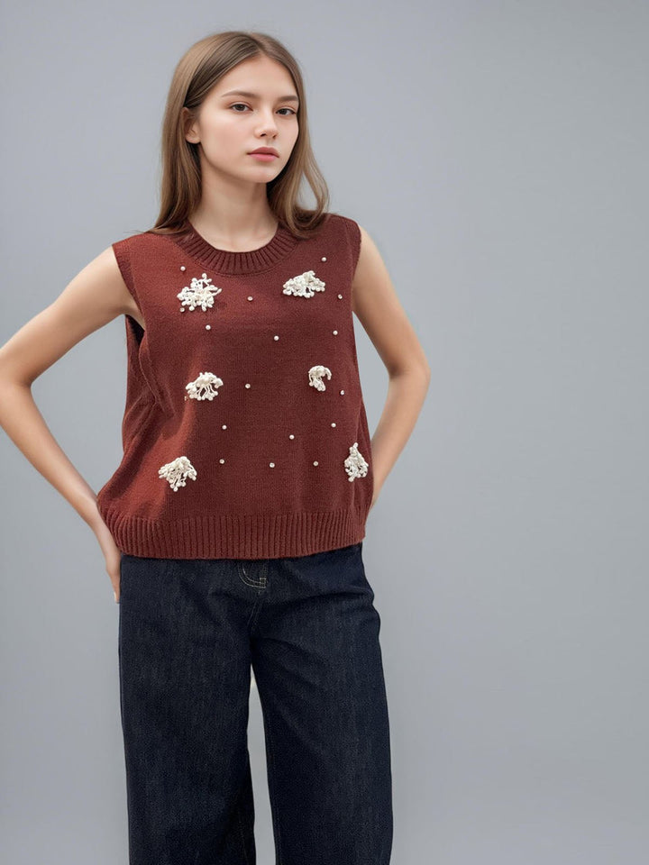 Floral Embroidered Knit Tank Top
