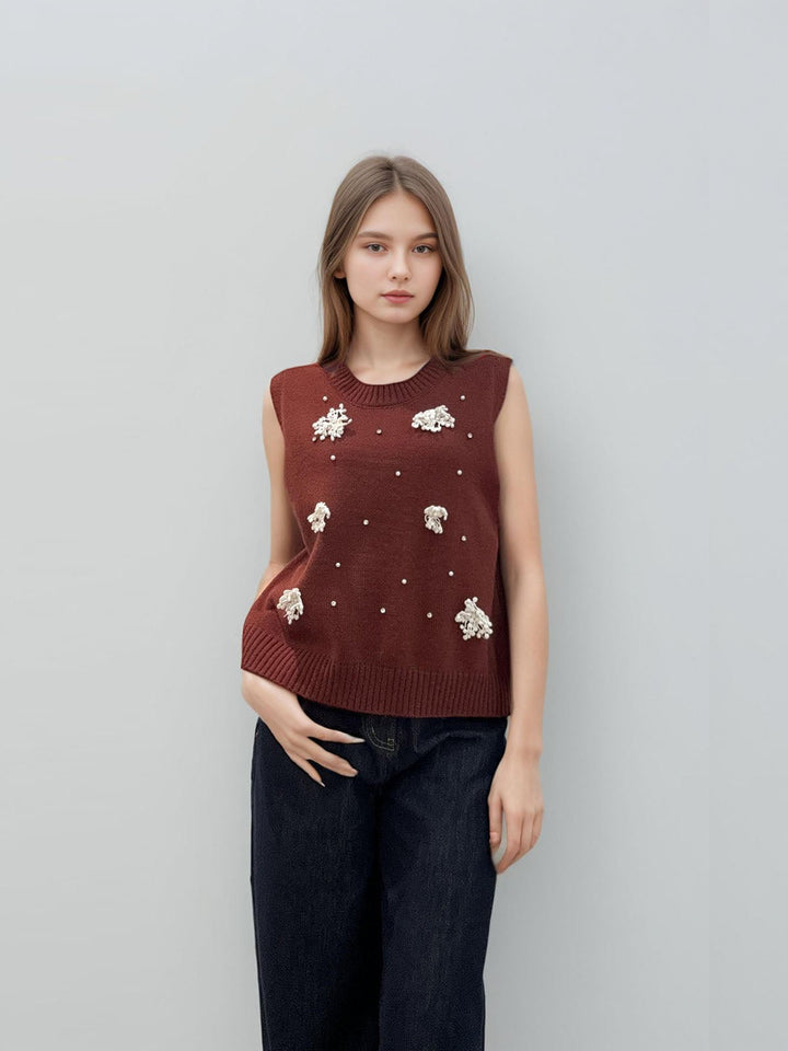 Floral Embroidered Knit Tank Top