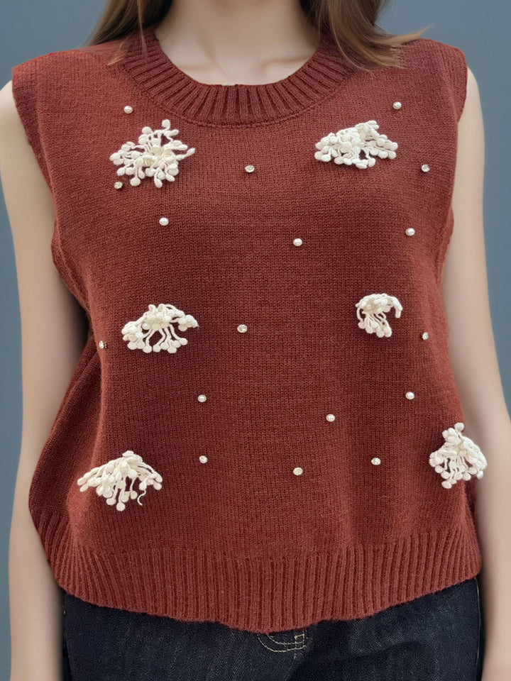 Floral Embroidered Knit Tank Top