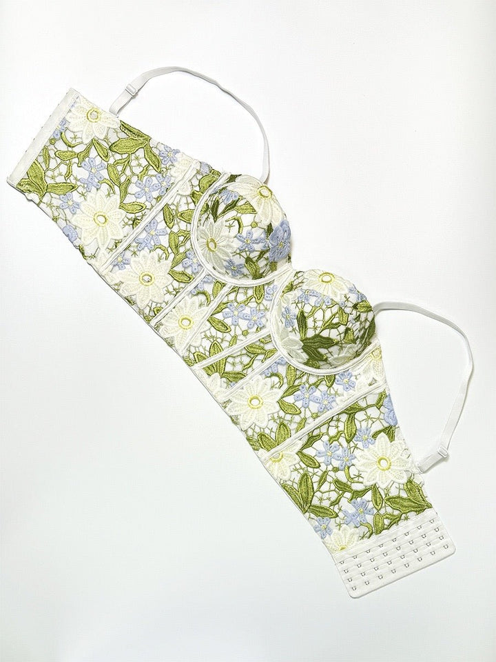 Floral Embroidery Bustier Tank Top