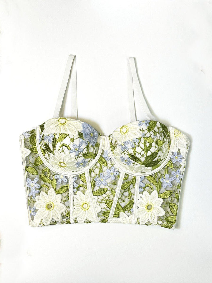 Floral Embroidery Bustier Tank Top