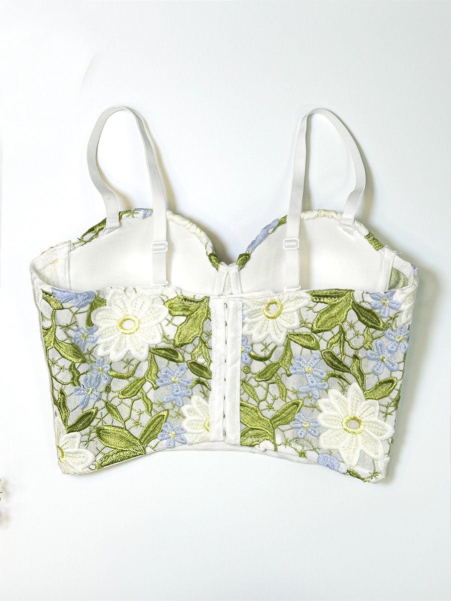 Floral Embroidery Bustier Tank Top