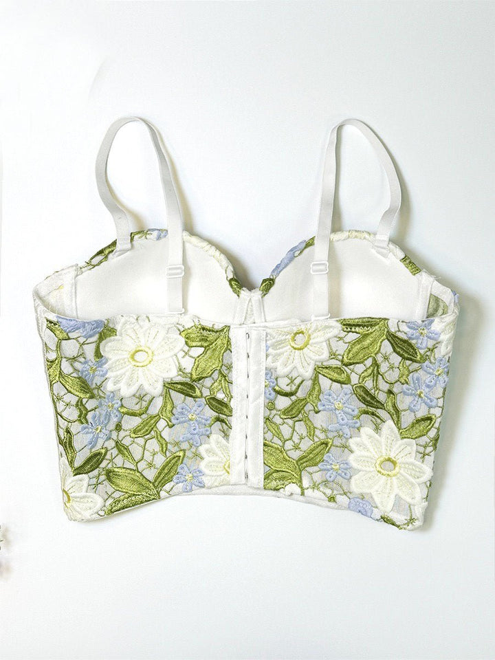 Floral Embroidery Bustier Tank Top