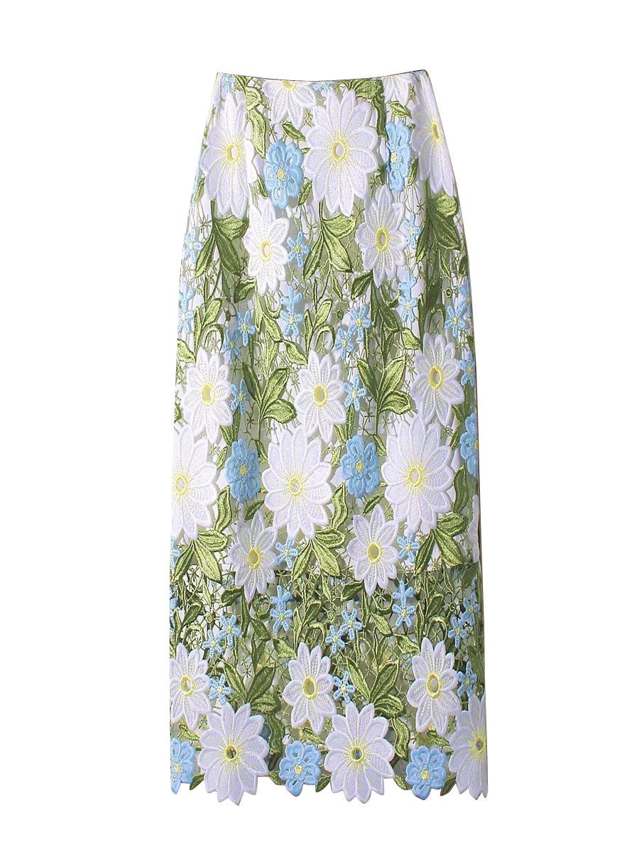 Floral Embroidery Lace Hollow Out Skirt