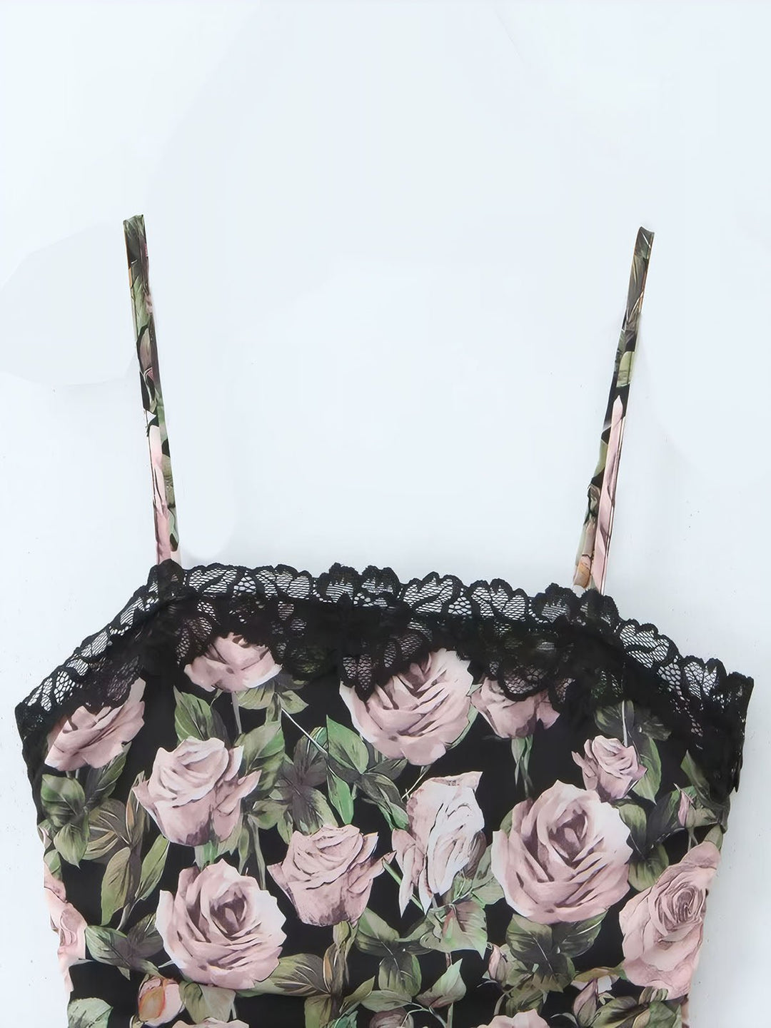 Floral Lace-Trim Ruched Dress