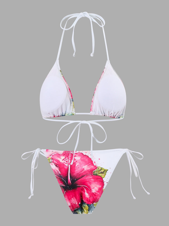 Floral Print Bikini With Mesh Skirt