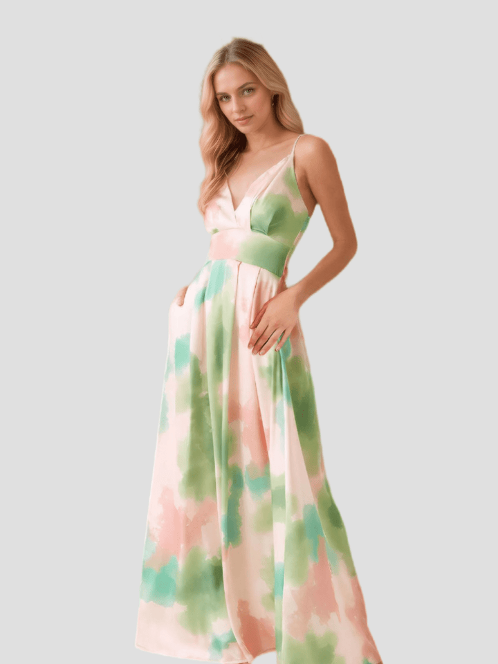 Floral Print Knotted Irregular Hem Long Dress