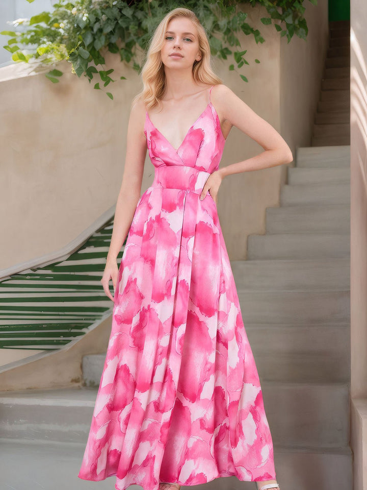 Floral Print Knotted Irregular Hem Long Dress