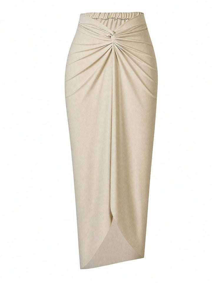 Floral Print Knotted Tie Side Skirt