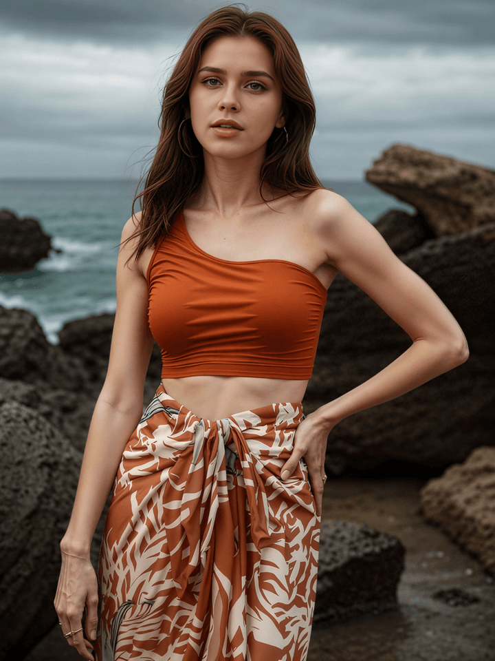 Floral Print Panel Tie-Waist Mesh Cover-Up