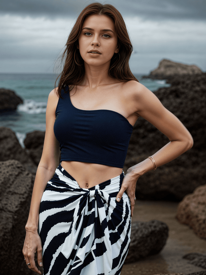 Floral Print Panel Tie-Waist Mesh Cover-Up