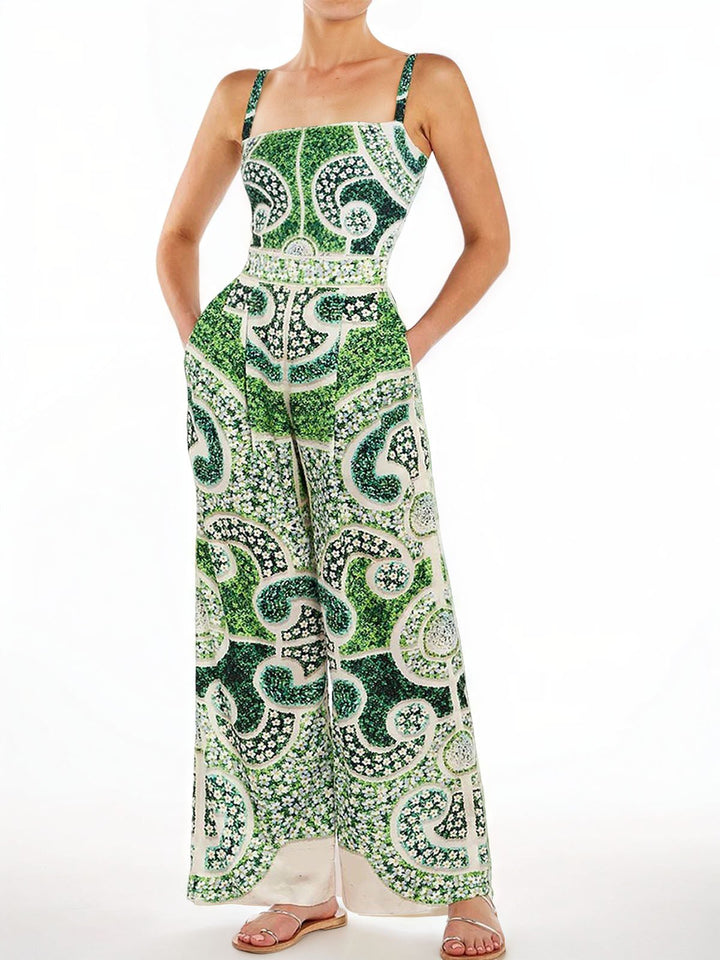 Floral Print Panel Tie-Waist Mesh Cover-Up