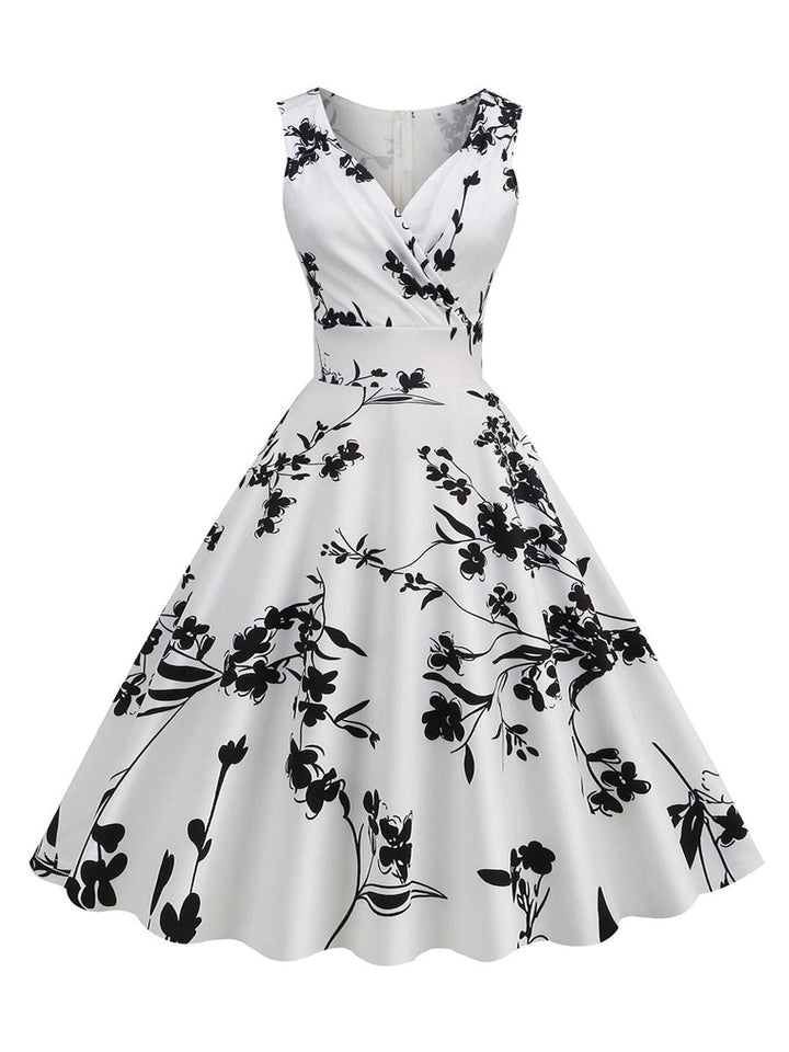 Floral Print Pleated Ruffle Dress