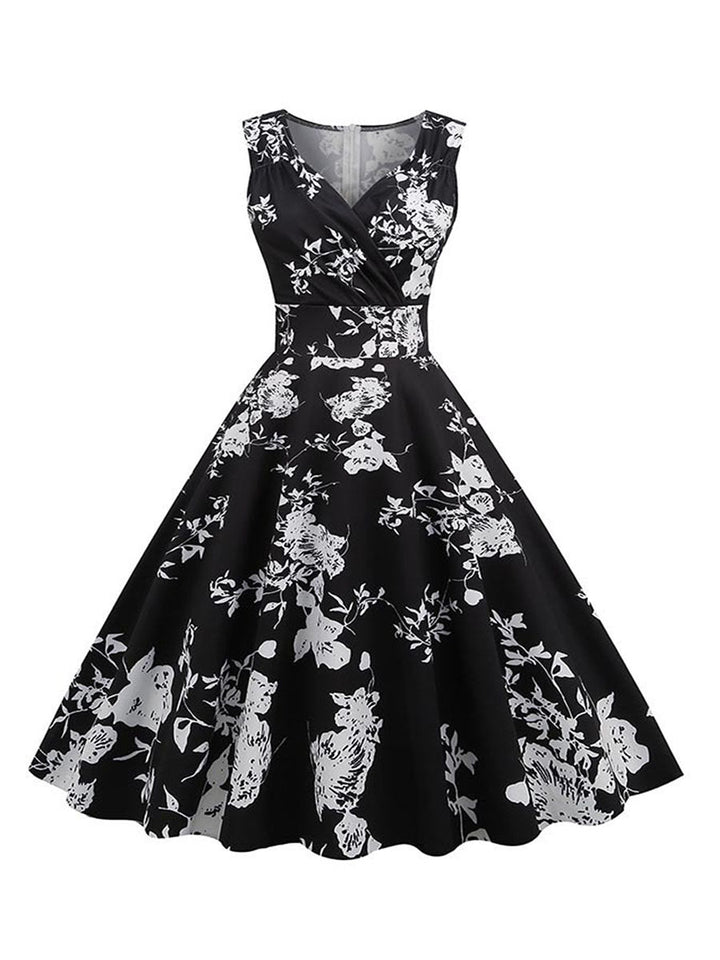Floral Print Pleated Ruffle Dress