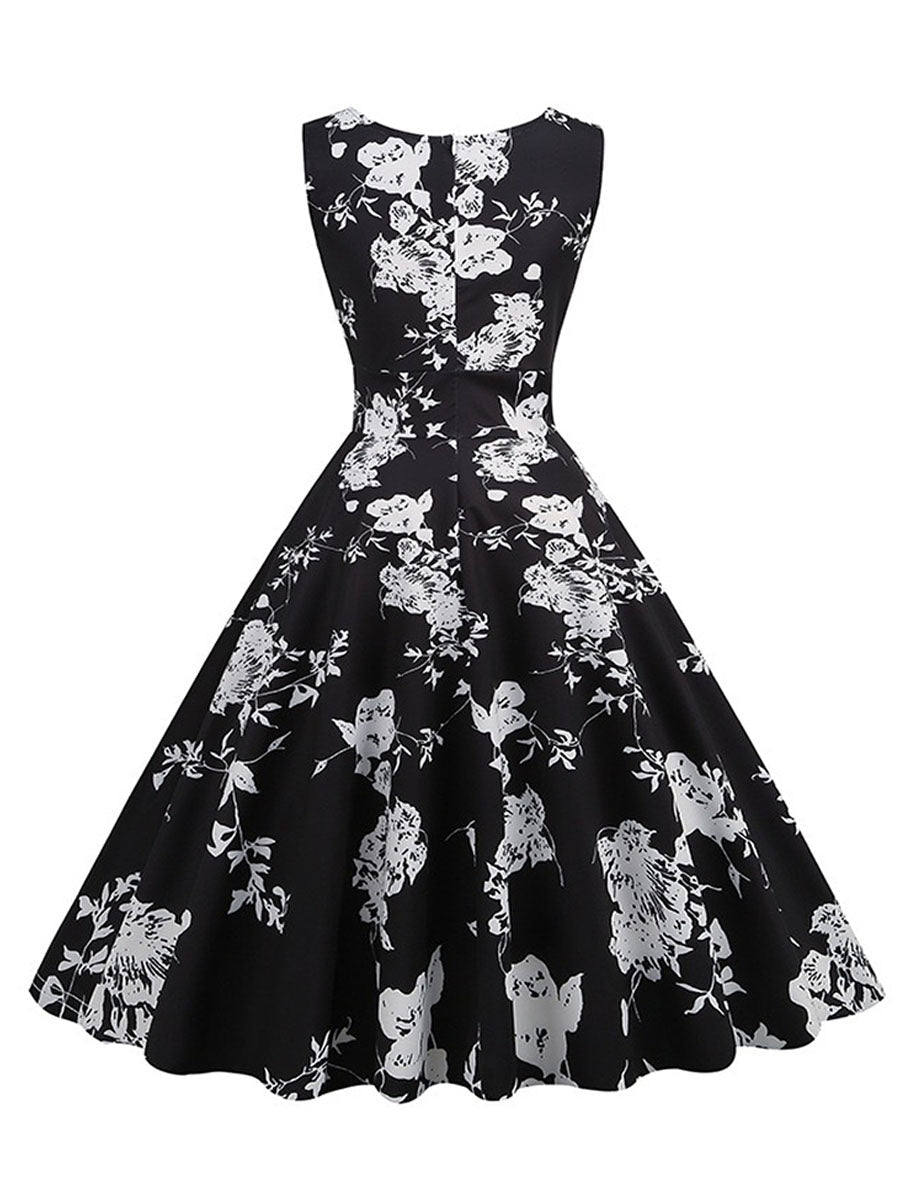 Floral Print Pleated Ruffle Dress