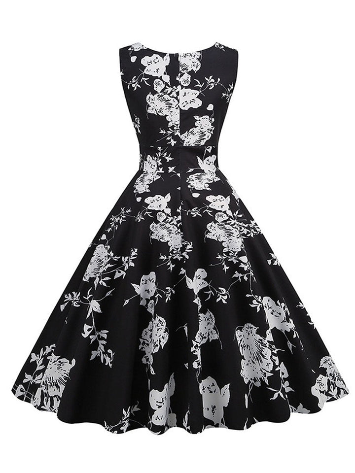 Floral Print Pleated Ruffle Dress