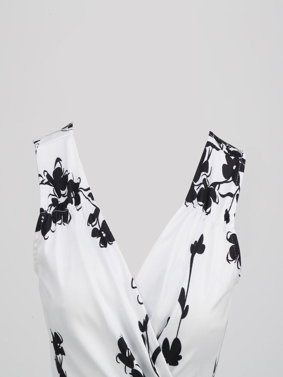 Floral Print Pleated Ruffle Dress