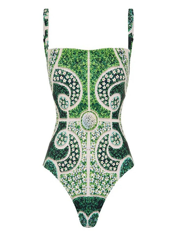Floral Print Ruffle Strap One-Piece Swimsuit