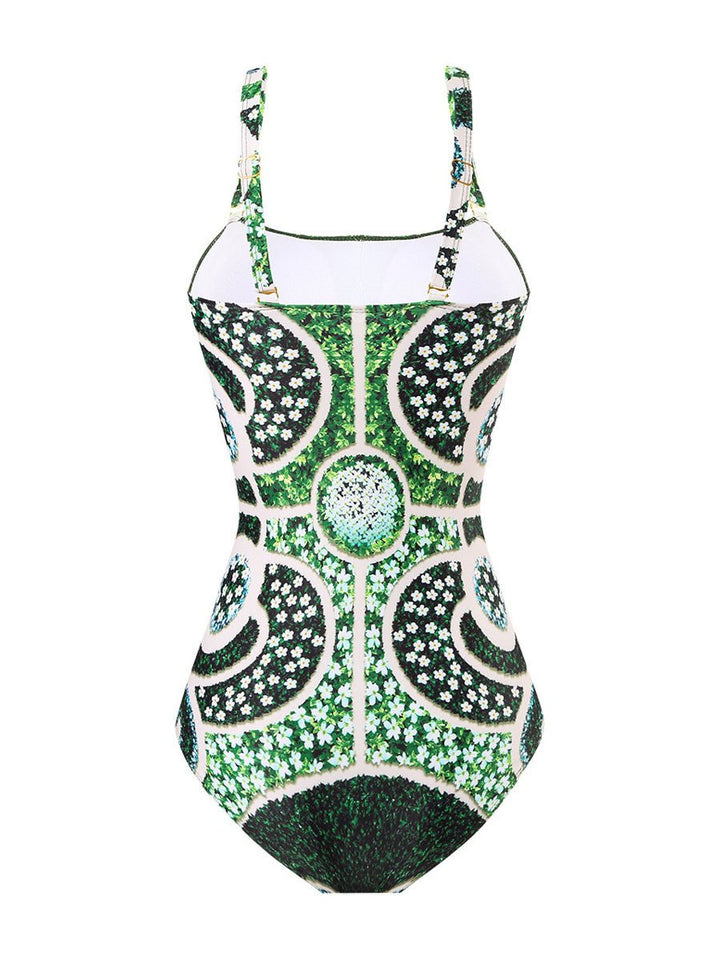 Floral Print Ruffle Strap One-Piece Swimsuit