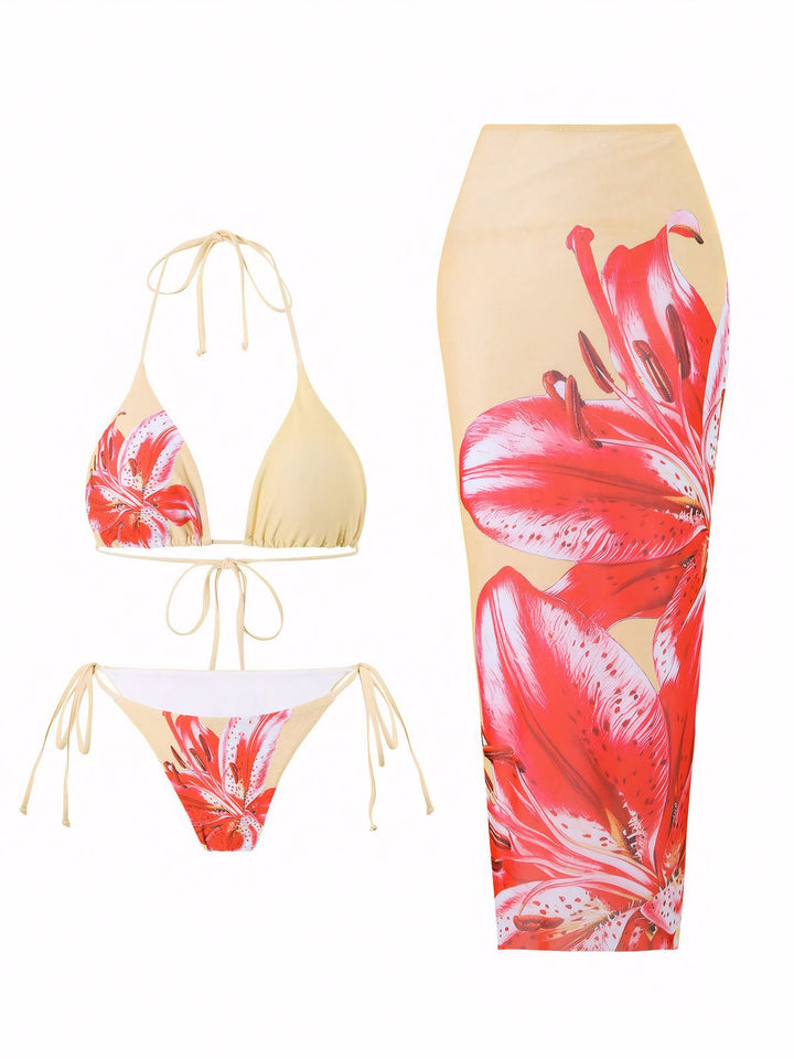 Flower Print Bikini Set