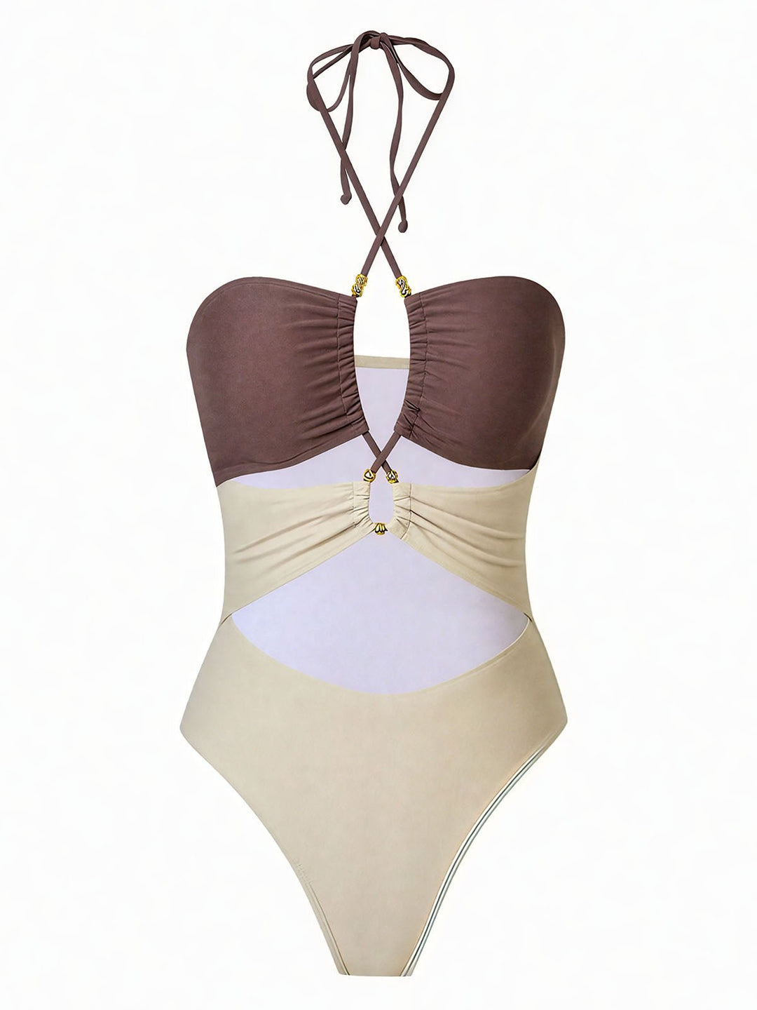 Halter Neck Belted One-Piece Swimsuit